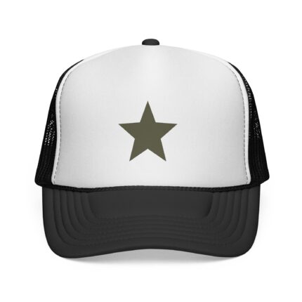 Minimal Star Trucker Mesh Cap – Black